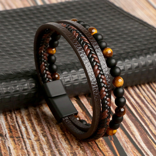 Liam - Elegant and Versatile Leather Bracelet Set for Men